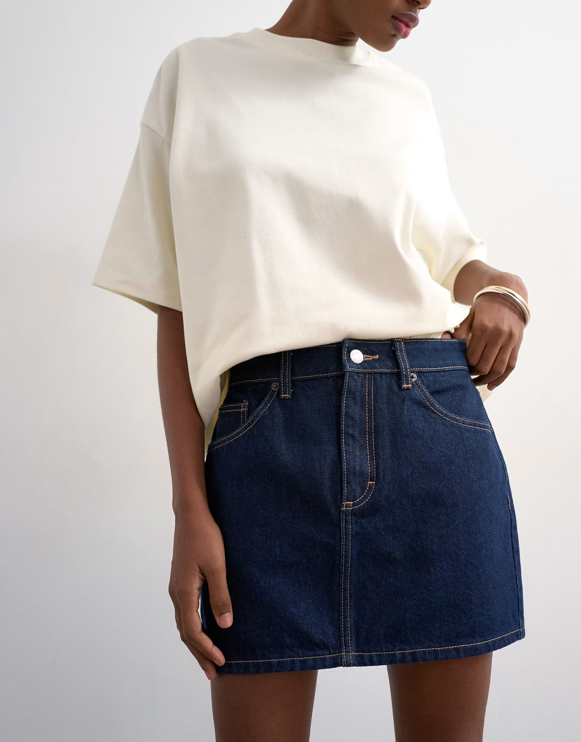ASOS Topshop denim mini pelmet skirt in indigo rinse - 1