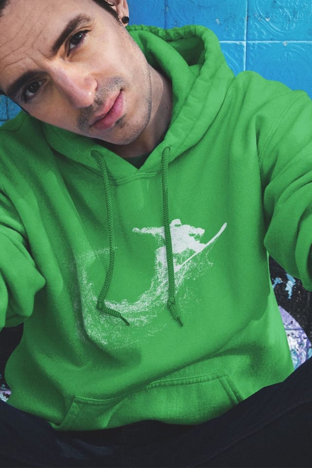 Bad Zebedee Bad Zebedee Men's Particle Dot Snowboarder Hoodie in Green - 2