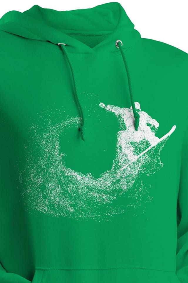 Bad Zebedee Bad Zebedee Men's Particle Dot Snowboarder Hoodie in Green - 3