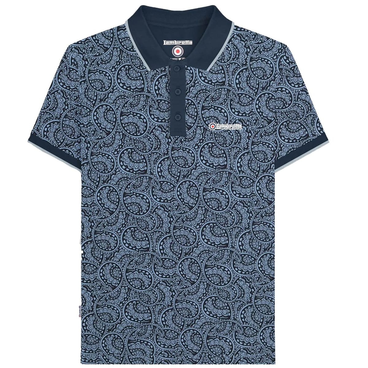 Lambretta Lambretta Men's Paisley Tonal Big & Tall Polo Shirt in Dark Navy - 1