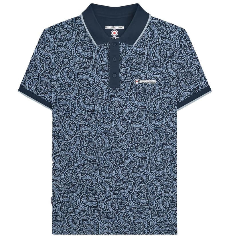 Lambretta Lambretta Men's Paisley Tonal Big & Tall Polo Shirt in Dark Navy - 1