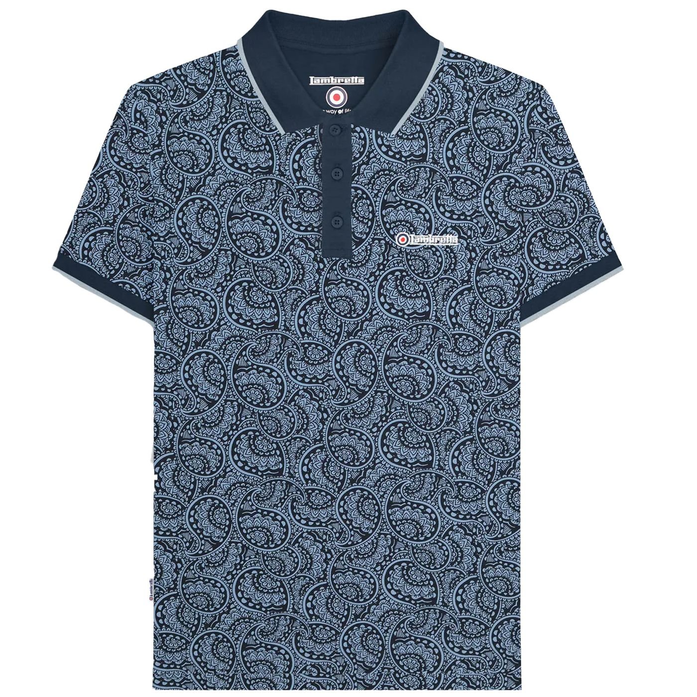 Lambretta Lambretta Men's Paisley Tonal Big & Tall Polo Shirt in Dark Navy - 2