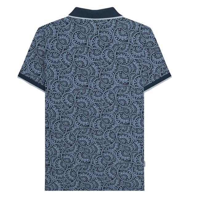 Lambretta Lambretta Men's Paisley Tonal Big & Tall Polo Shirt in Dark Navy - 2