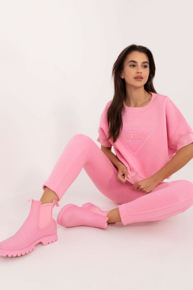 Love Lace Love Lace Women's Insulated Cotton Polyester Sweatshirt Pants Set Style 202083 in Pink - 2
