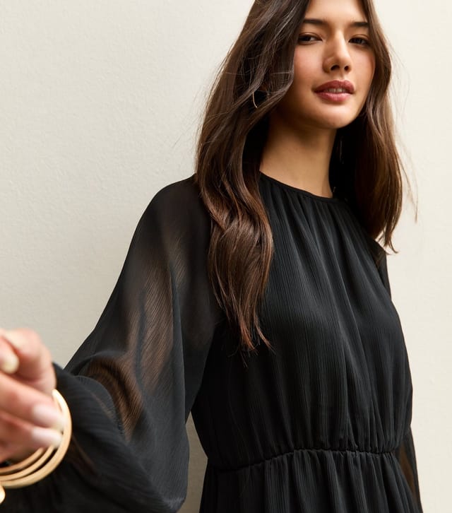 New Look Women's Black Chiffon Tiered Mini Dress New Look - 3