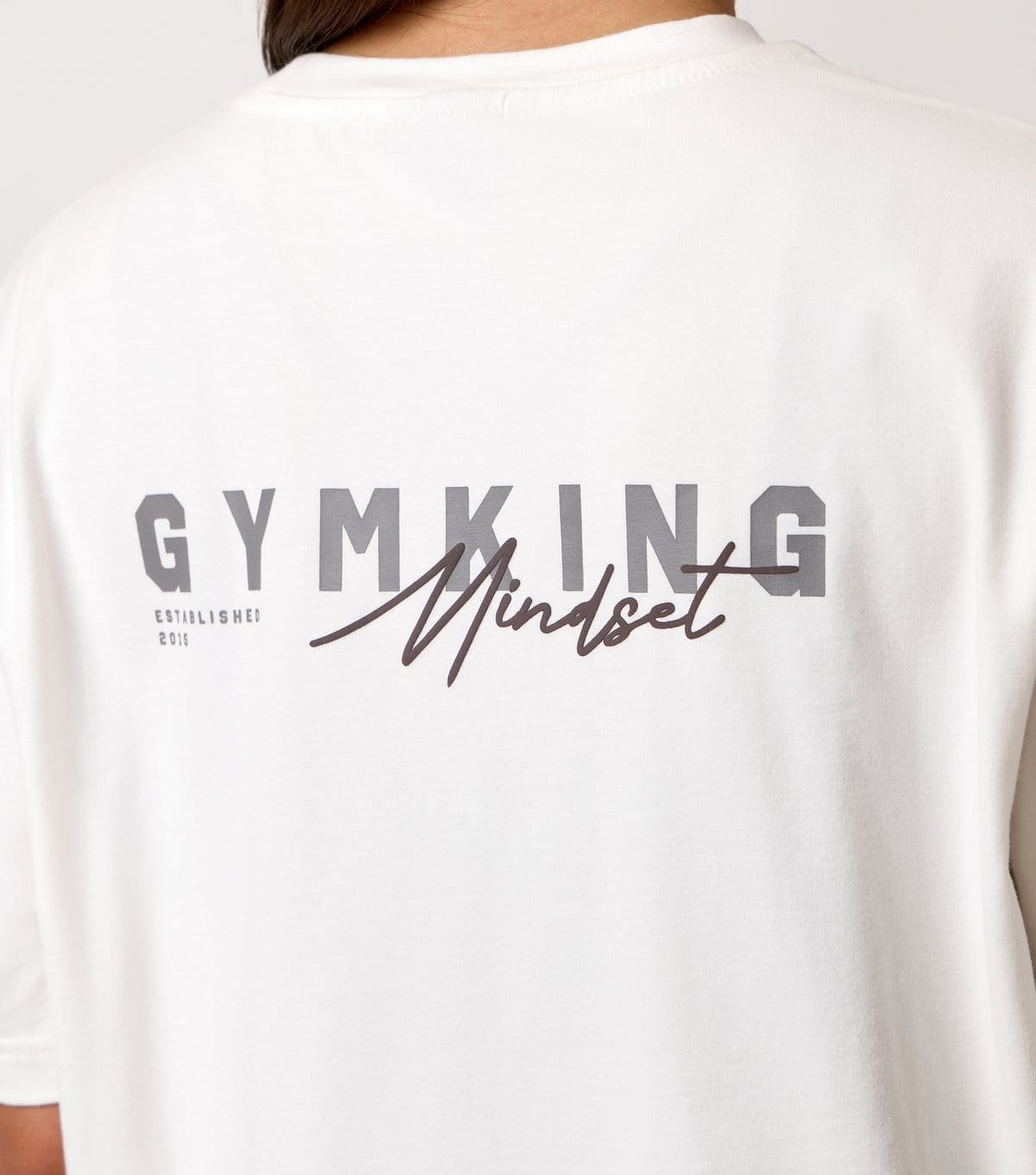 Gym King Women's Cream Poise Mindset Logo Boyfriend T-Shirt Gym King New Look - 4