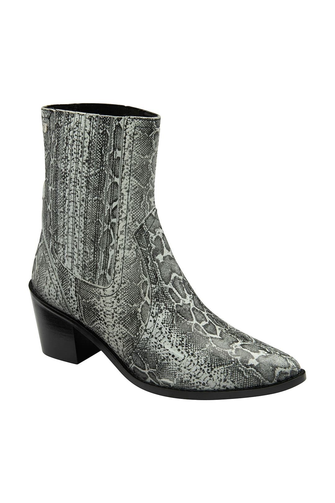 Ravel Ravel Women's 'Langton' Snake-Print Leather Ankle Boots in Grey