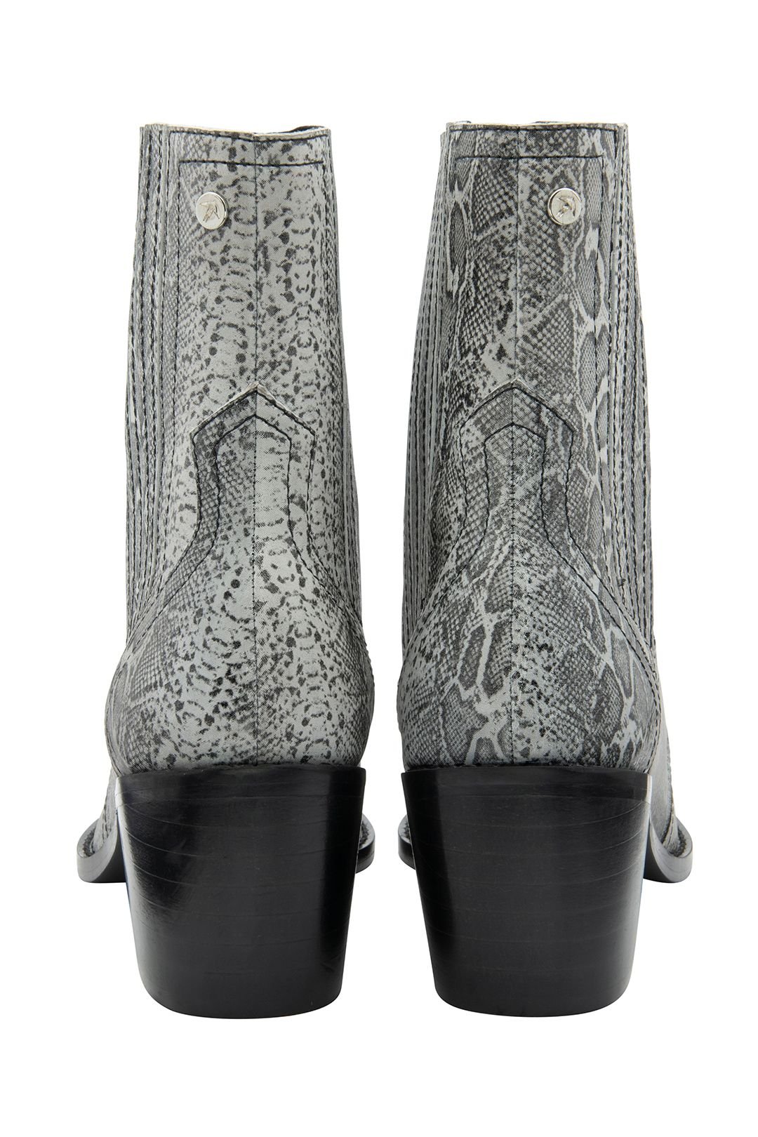 Ravel Ravel Women's 'Langton' Snake-Print Leather Ankle Boots in Grey - 3