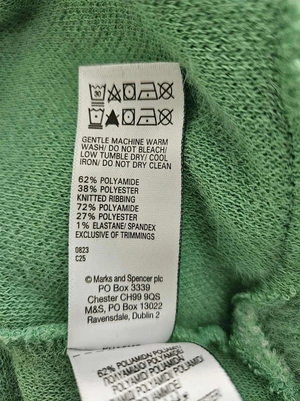 Marks & Spencer M&S Green Fluffy Jumper Size XL Cosy Soft Long Sleeve Pullover