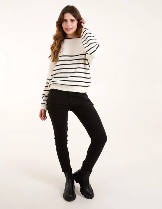 Blue Vanilla Stripe Knit Jumper - 3
