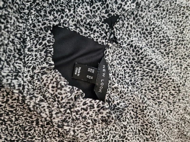 New Look New look UK 14 Black White leopard animal print chiffon maxi dress long sleeve