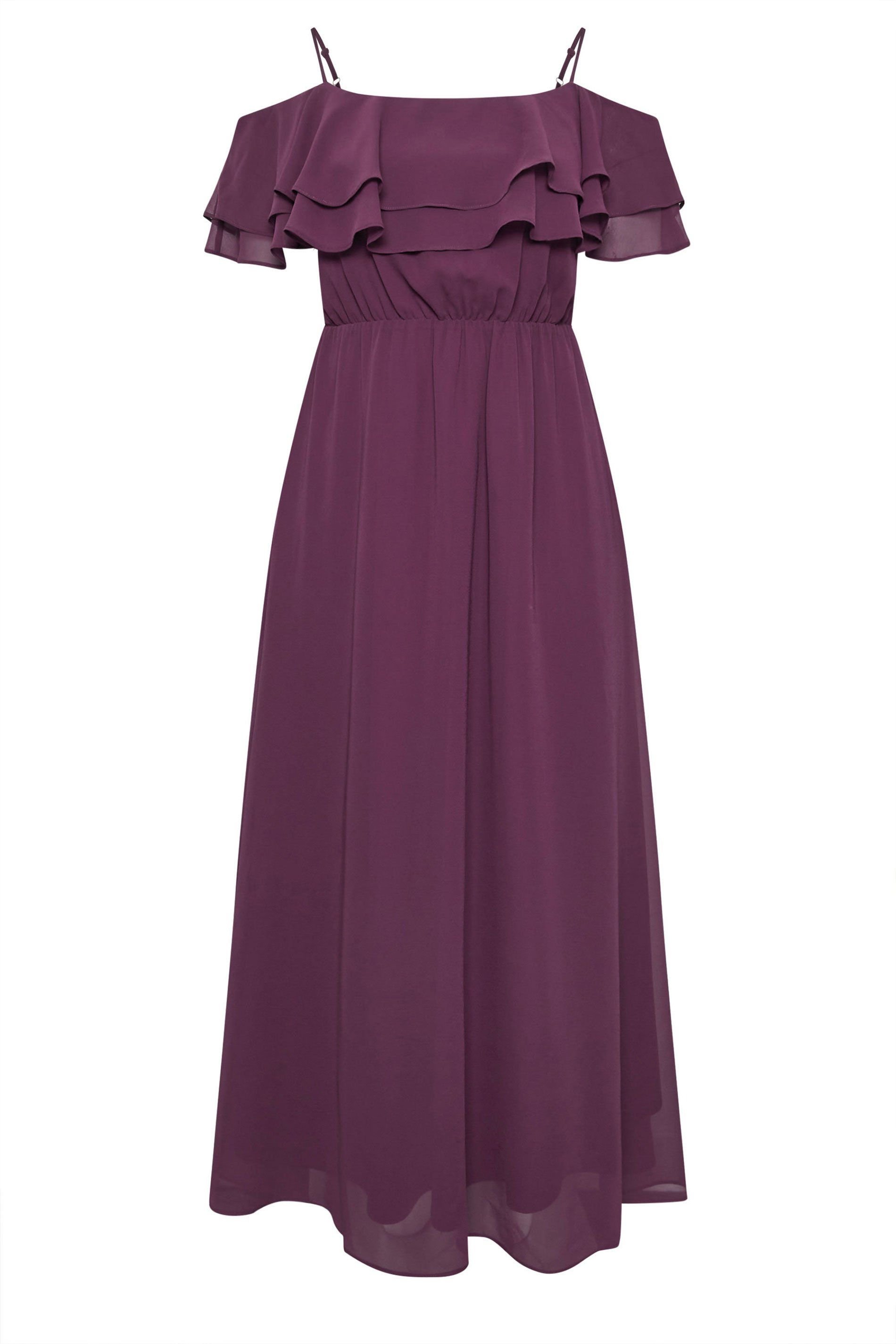 Yours Yours Women's Frill Cold Shoulder Maxi Dress in Purple - 2