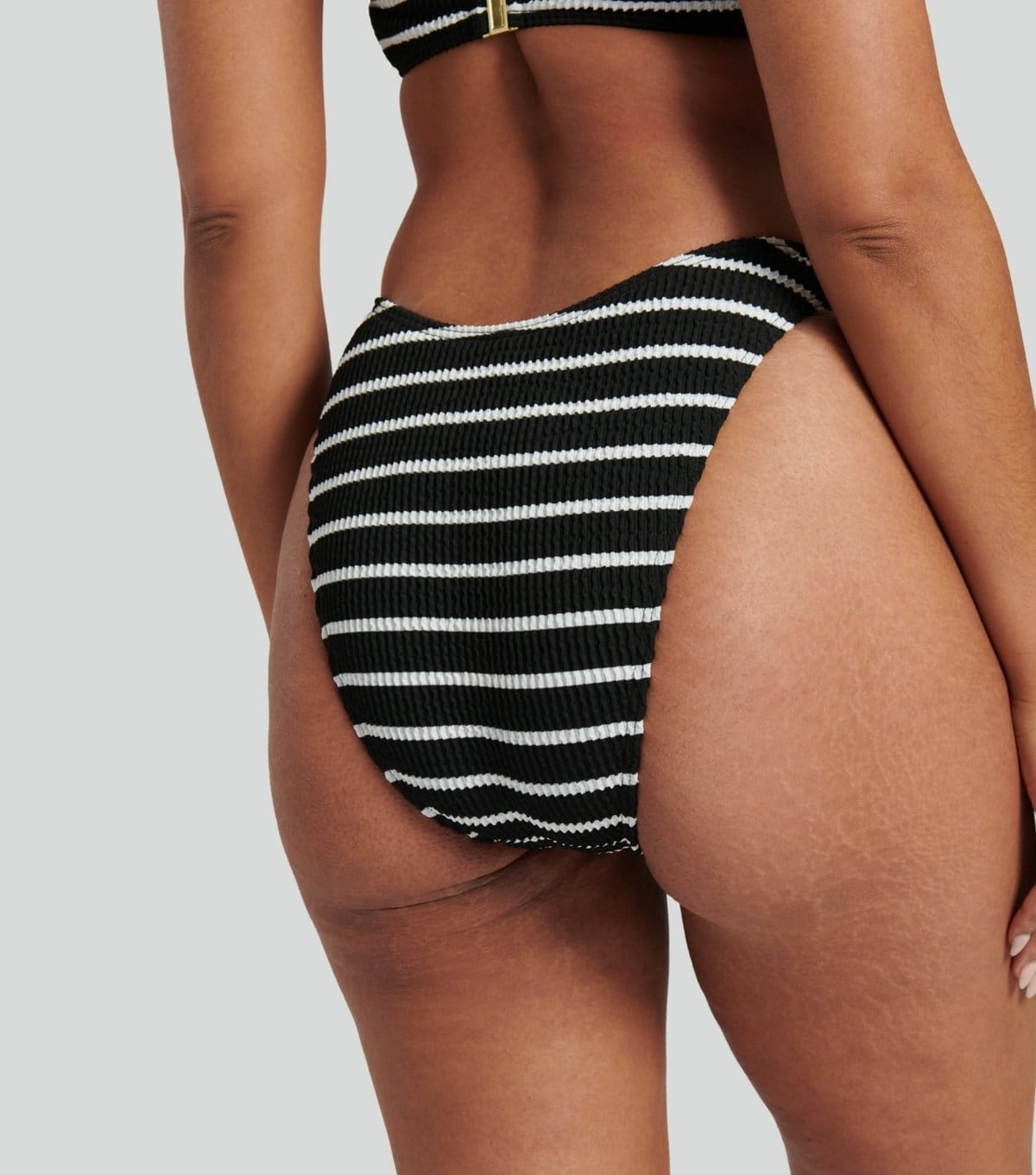 South Beach Women's Black Stripe Textured Ring Detail Bikini Bottoms South Beach New Look - 4