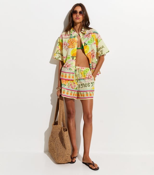 New Look Women's Multicoloured Printed Drawstring Waist Shorts New Look - 2