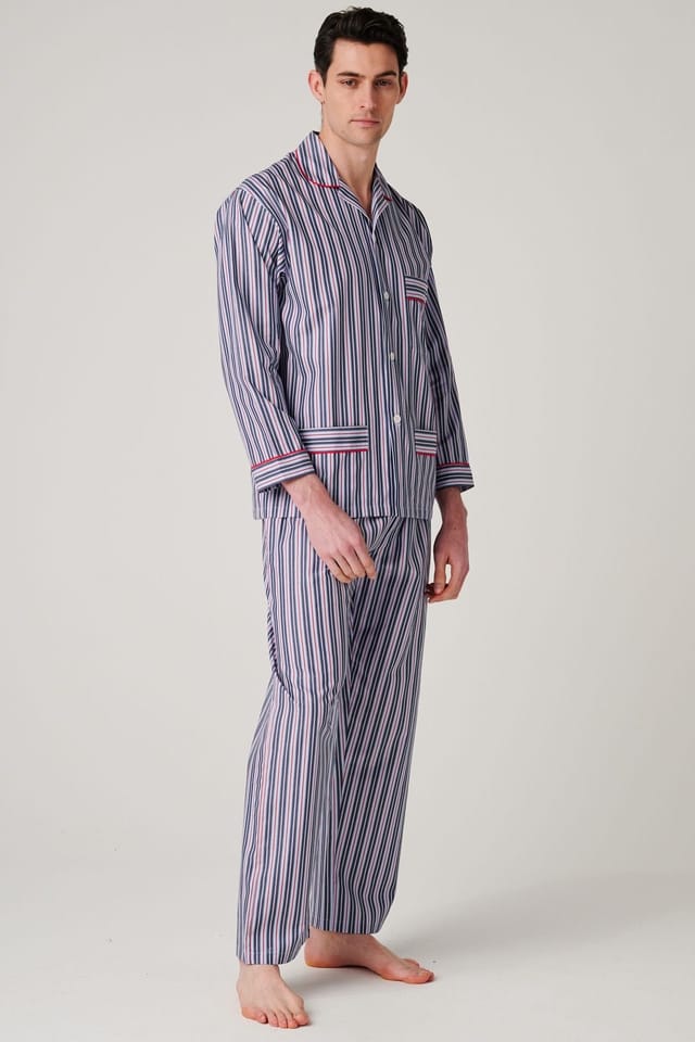 British Boxers British Boxers Men's "Red Pop Stripe" Crisp Cotton Pyjama Set - 2