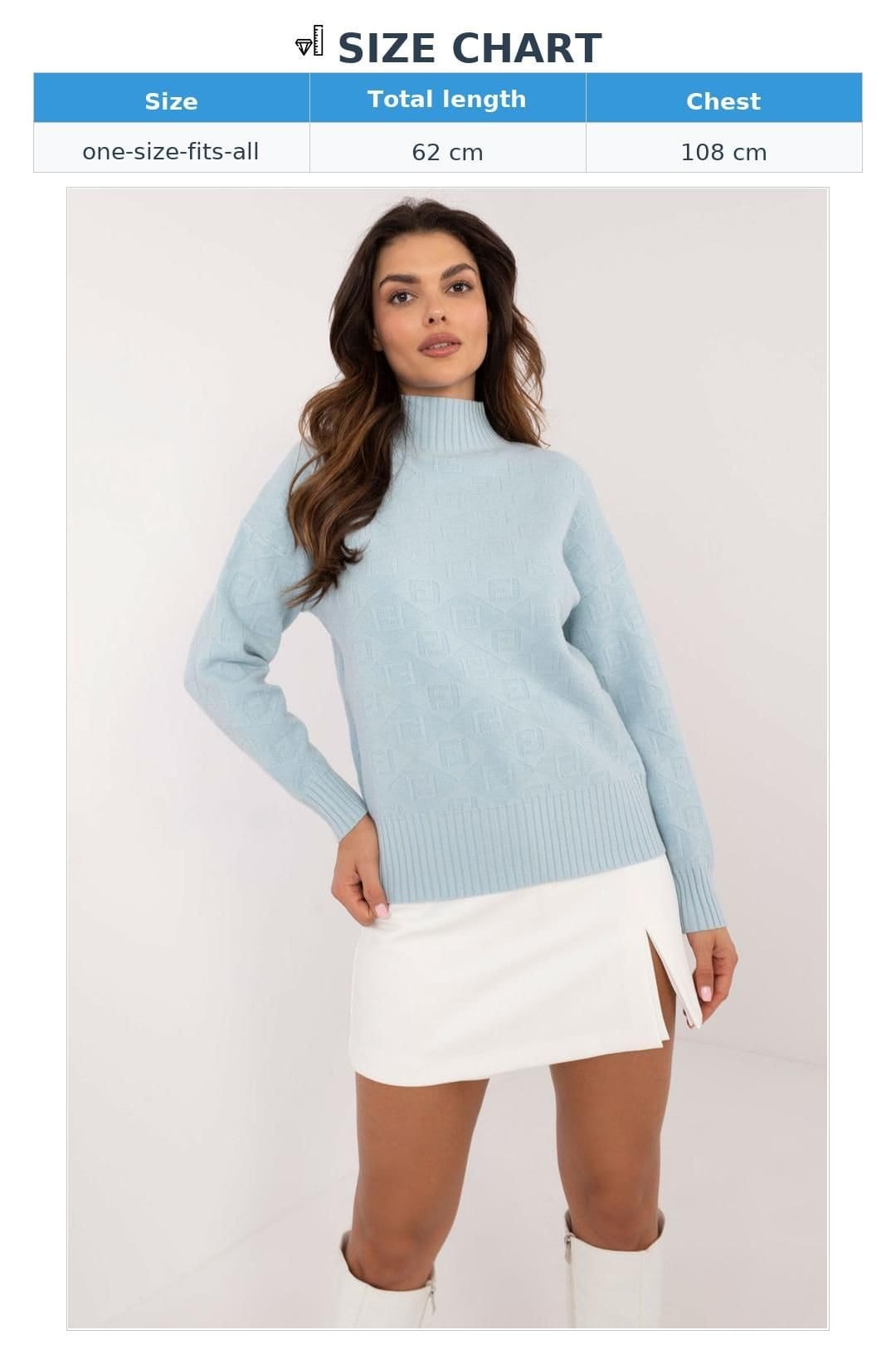 Love Lace Love Lace Women's Casual Half Turtleneck Textured Sweater Style 200524 in Blue - 4