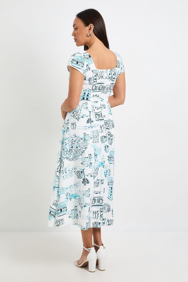 Wallis Wallis Women's Printed Ottoman Twill Midi Dress in Ivory - 3