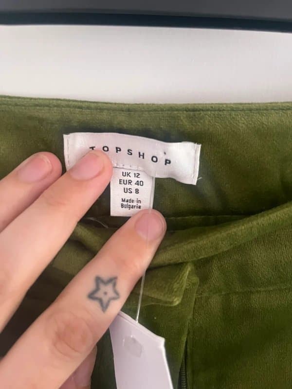 Topshop Topshop green velvet flared trousers