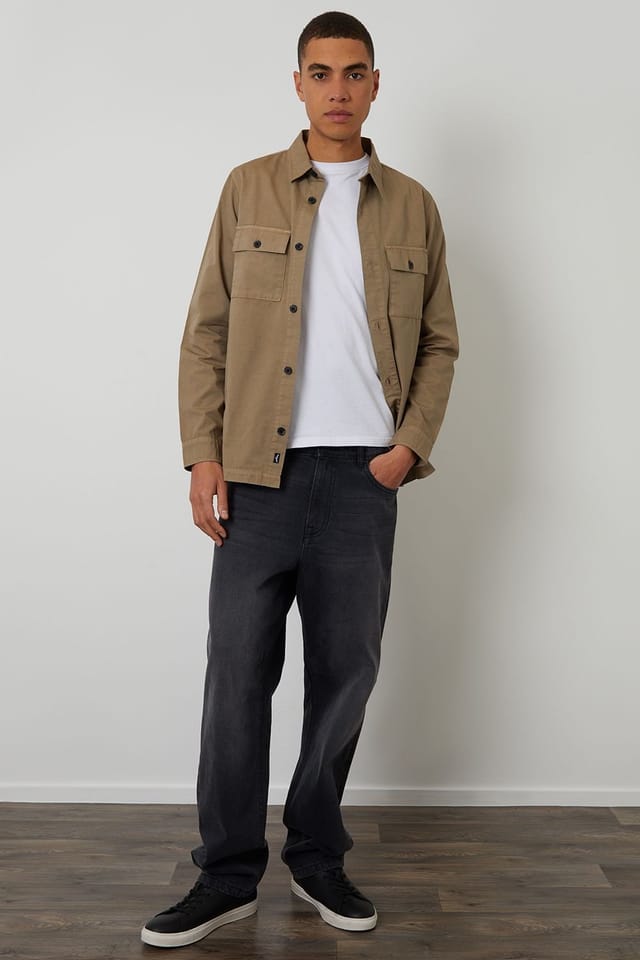 Threadbare Threadbare Men's Lightweight Cotton Shacket in Taupe - 3