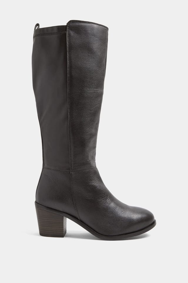 Yours Yours Women's Leather Knee High Boots In Wide E Fit in Dark Brown - 3