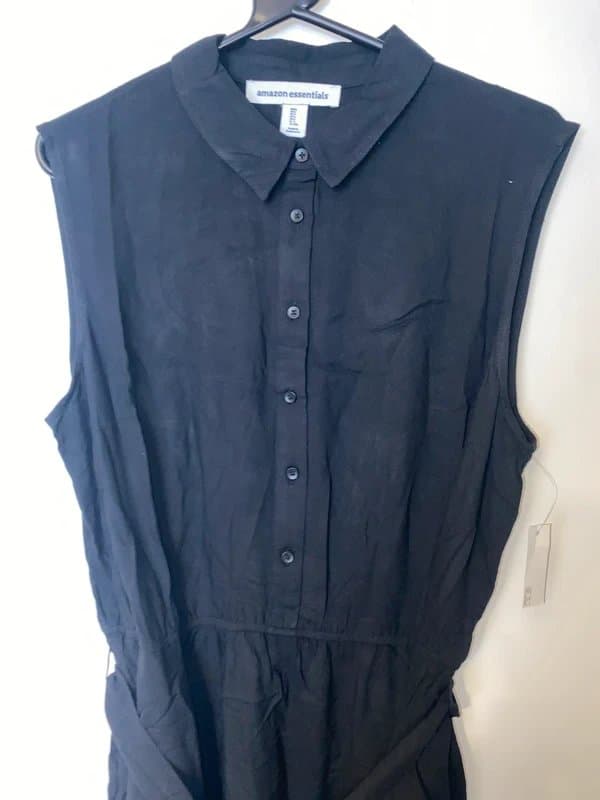 Amazon Black Sleeveless Belted Shirt Dress.