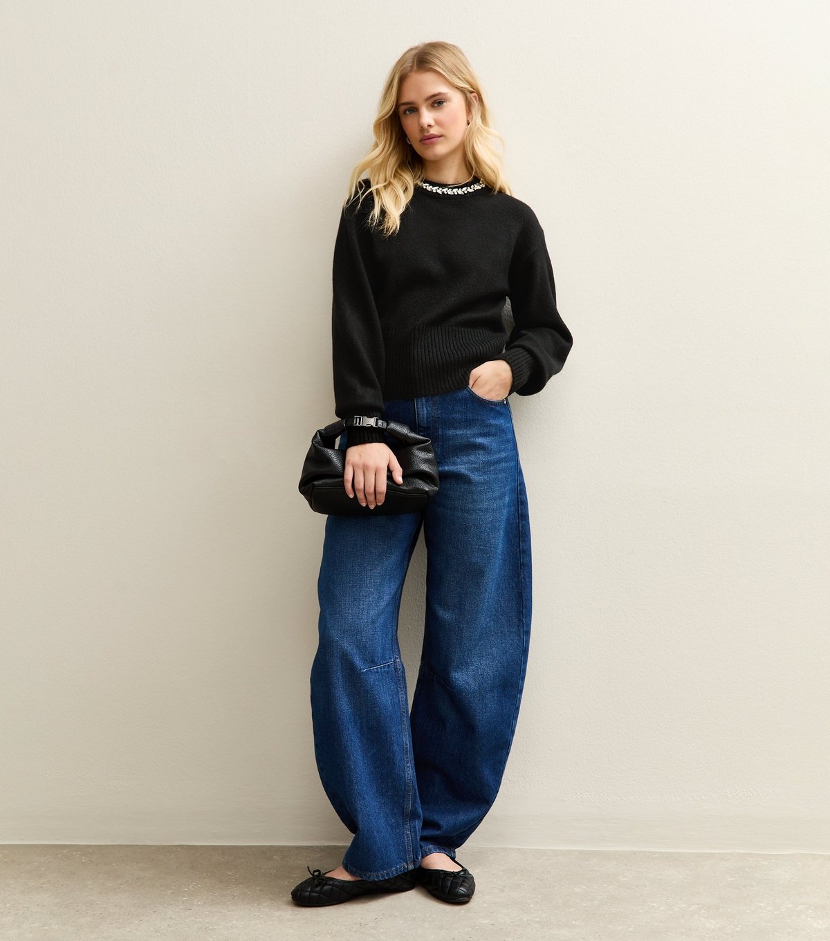 New Look Women's Black Embellished Necklace Jumper New Look - 3