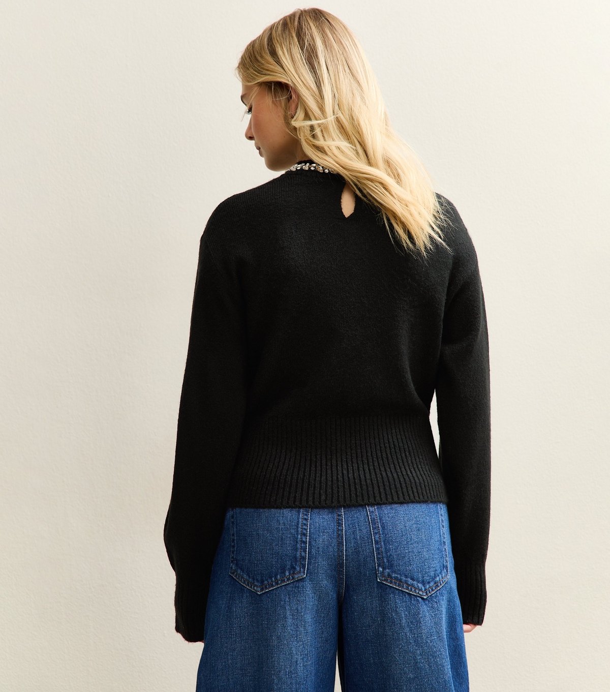 New Look Women's Black Embellished Necklace Jumper New Look - 4