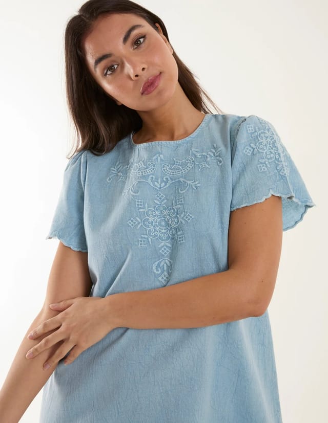 Blue Vanilla Embroidered Mini Dress - 2