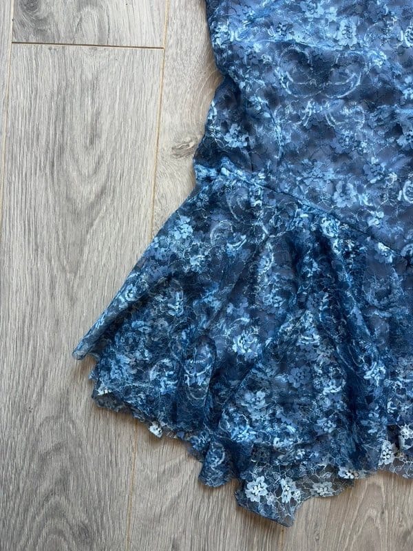 Urban Outfitters Urban outfittters silence + noise blue lace asymettric mini bandeau dress - 1