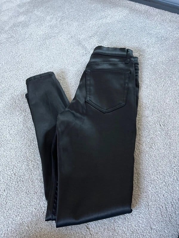 Topshop Black Satin Finish Slim Fit Jeans