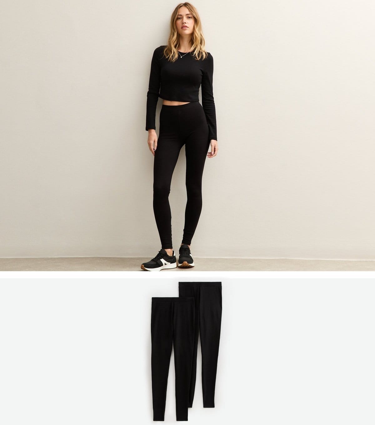 New Look Black Pack Of 2 Jersey Leggings