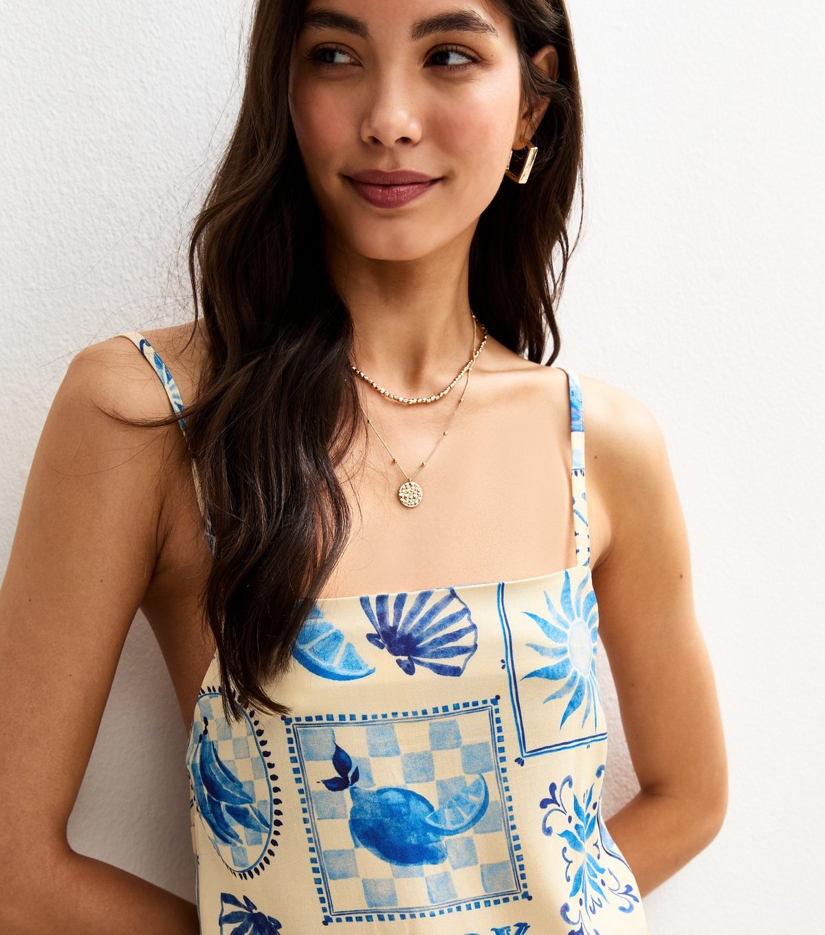 New Look Women's Blue Tile Print Square Neck Midi Dress New Look - 2