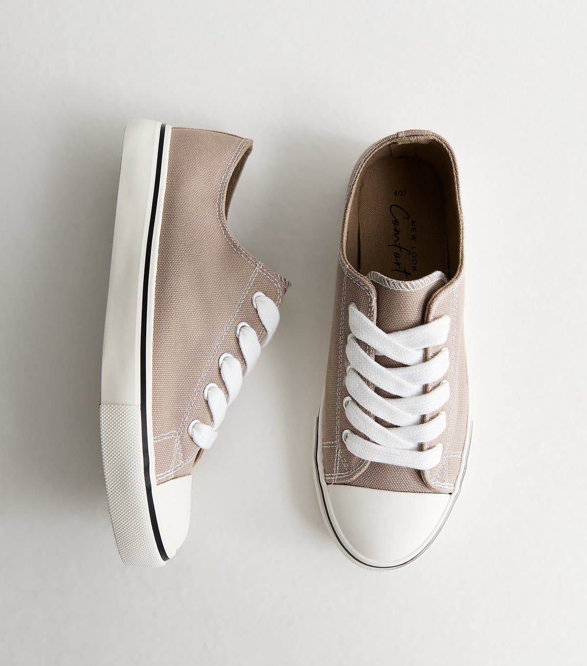 New Look Women's Light Brown Canvas Lace Up Trainers Vegan New Look