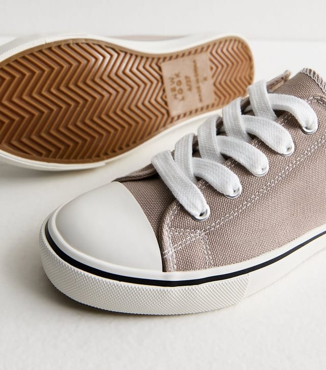 New Look Women's Light Brown Canvas Lace Up Trainers Vegan New Look - 3
