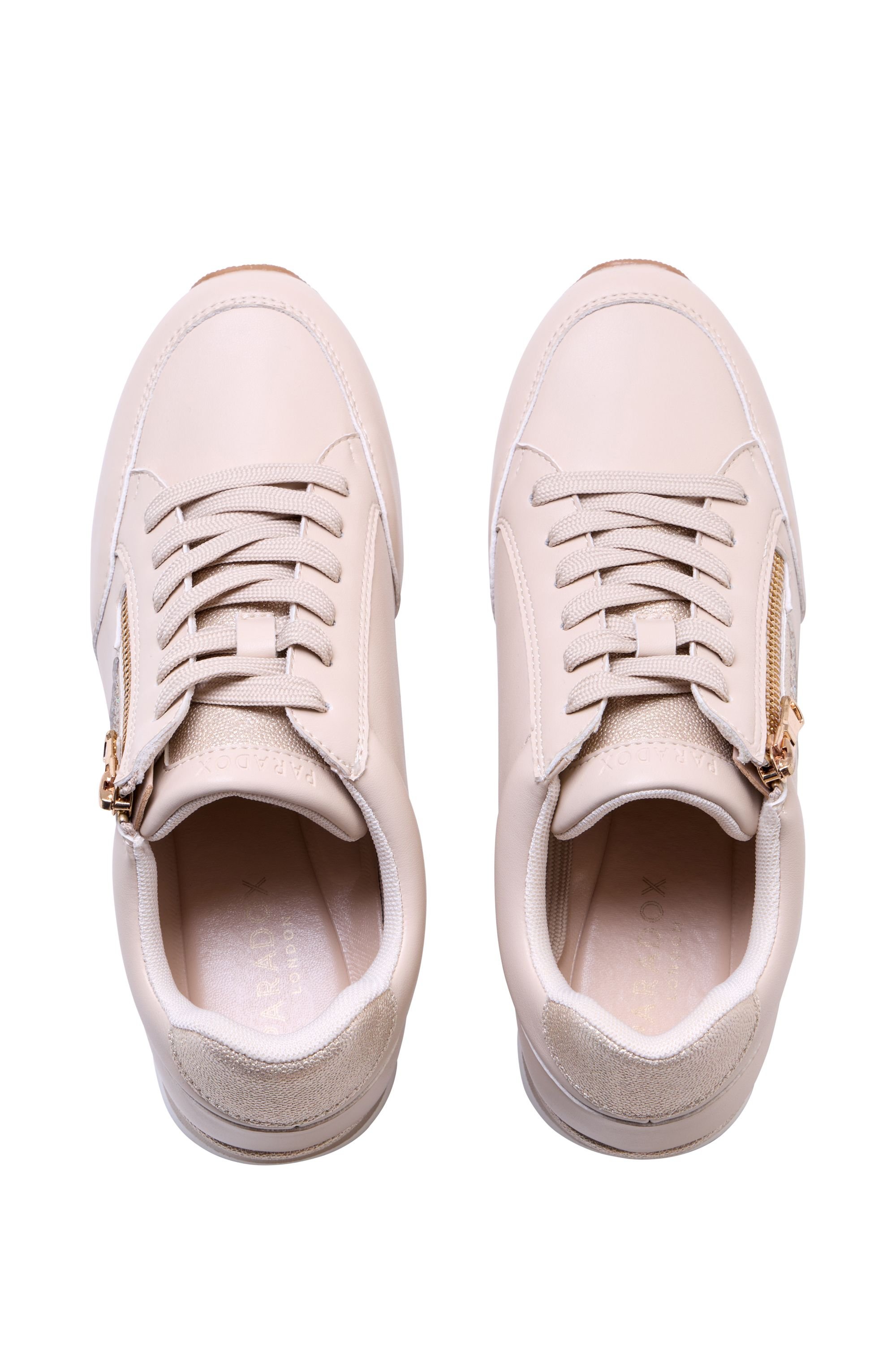Paradox London Paradox London Women's Zadie Embellished Zip Trainers in Nude - 3
