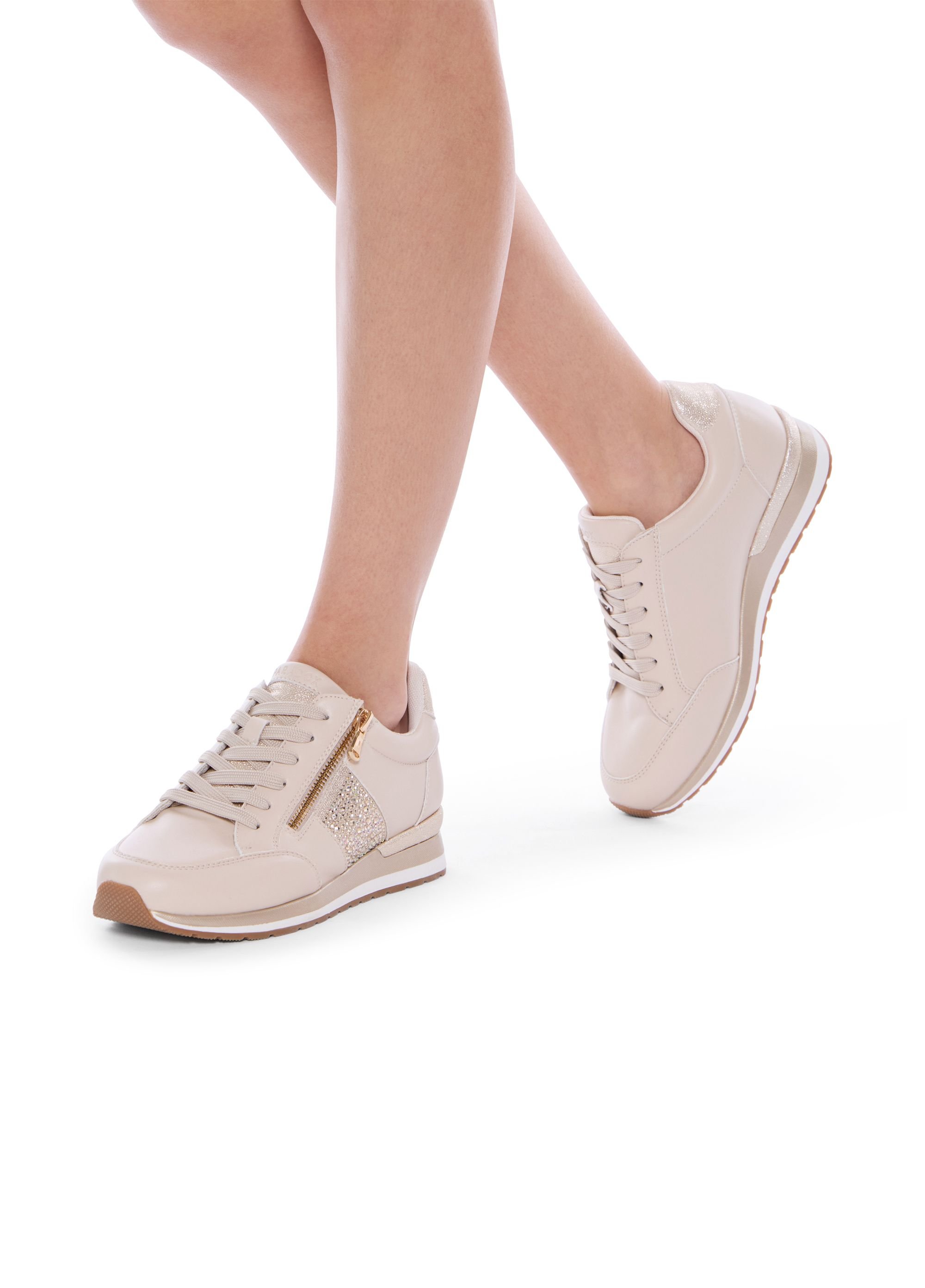 Paradox London Paradox London Women's Zadie Embellished Zip Trainers in Nude - 4