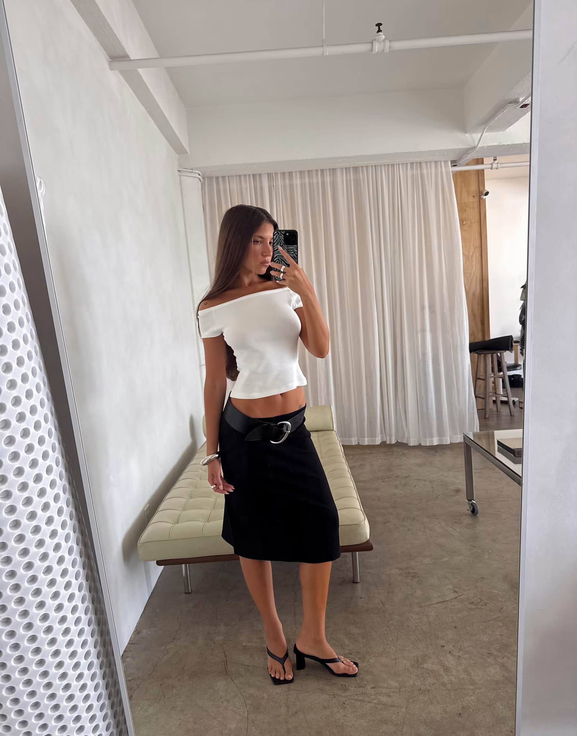 ASOS Princess Polly Baseline cotton rich ribbed midi skirt in black
