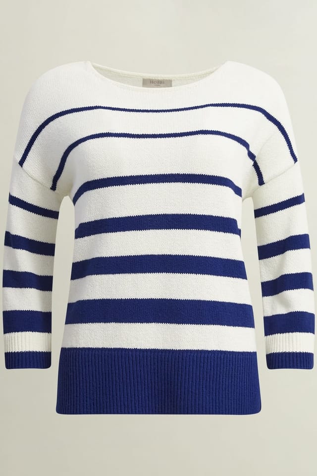 Hobbs London Hobbs London Women's Elaine Stripe Jumper in White - 2