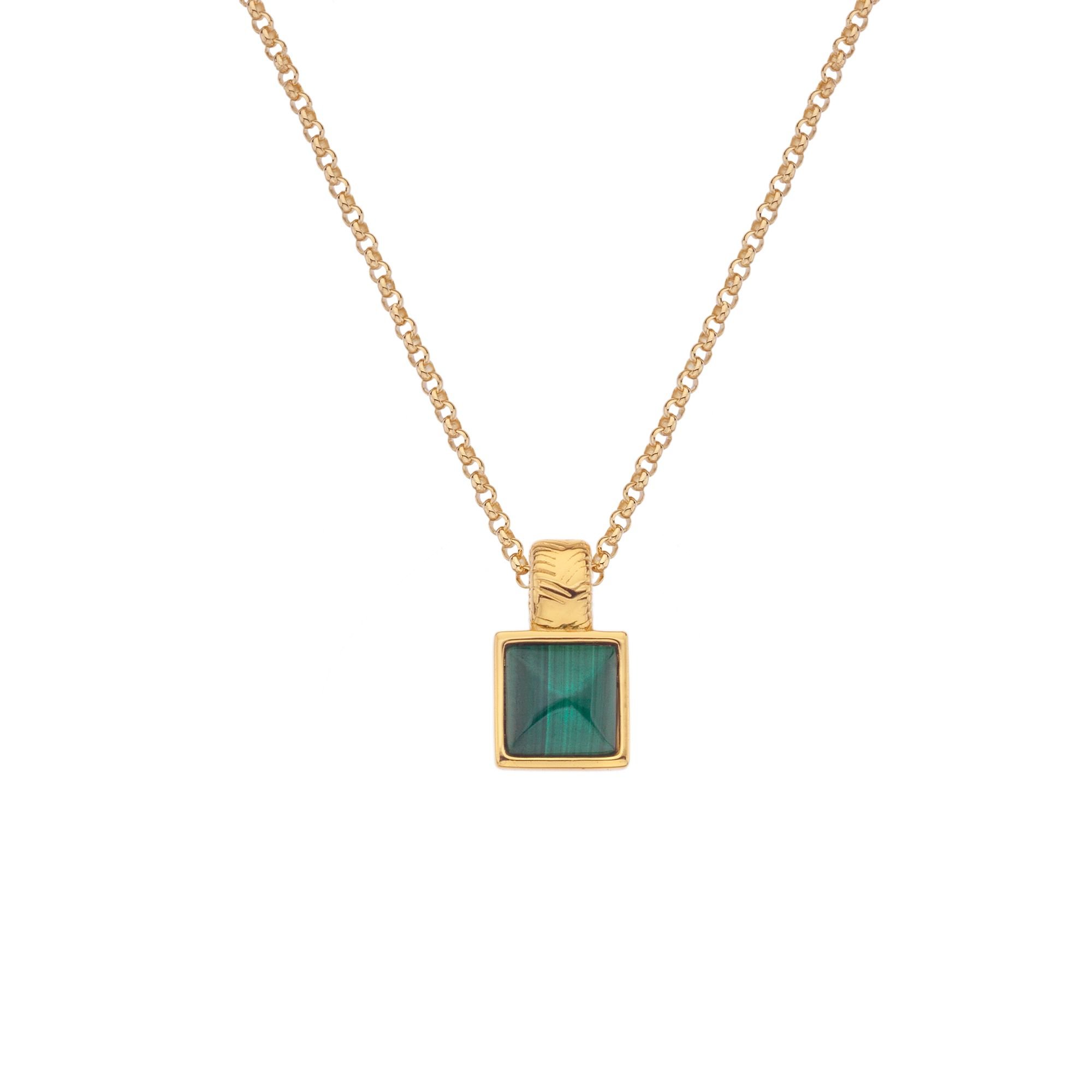 Hot Diamonds Hot Diamonds Women's HD X Golden Edit Revive Malachite Square Pendant in Silver - 3