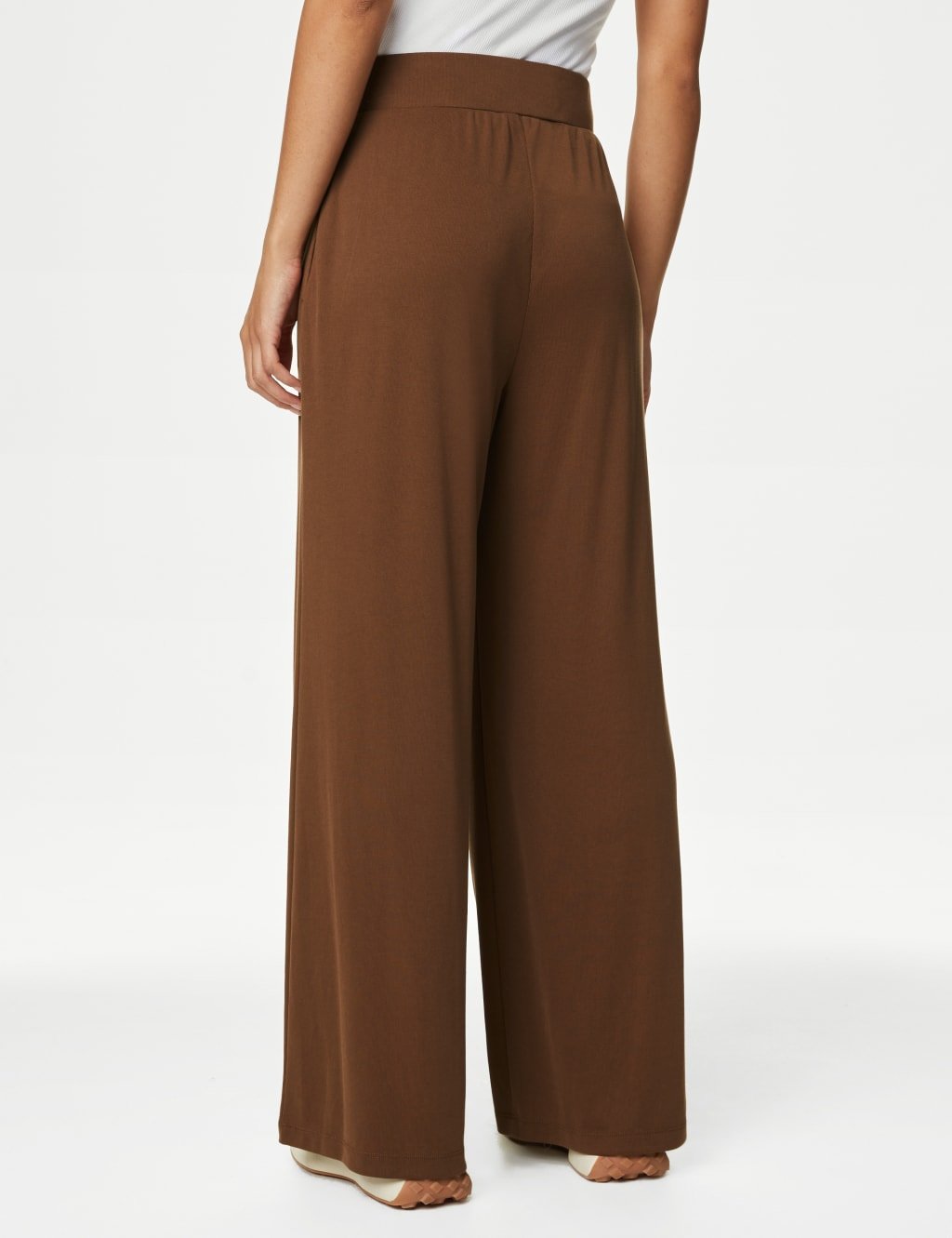 Marks & Spencer M&S Jersey Elasticated Waist Wide Leg Culottes Toffee - 4
