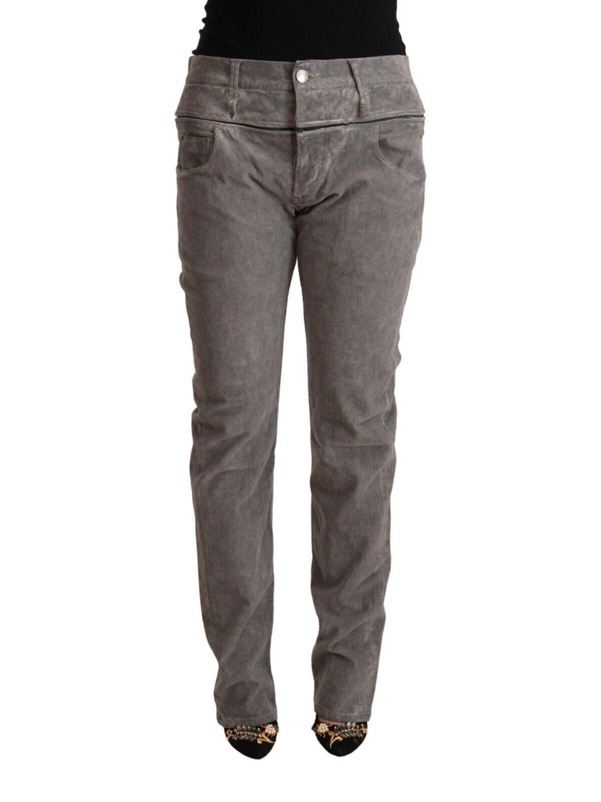 Acht Acht Women's Gray Cotton Straight Fit High Waist Pants in Grey - 1