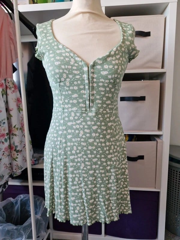 Bershka Green Floral V-Neck Sundress