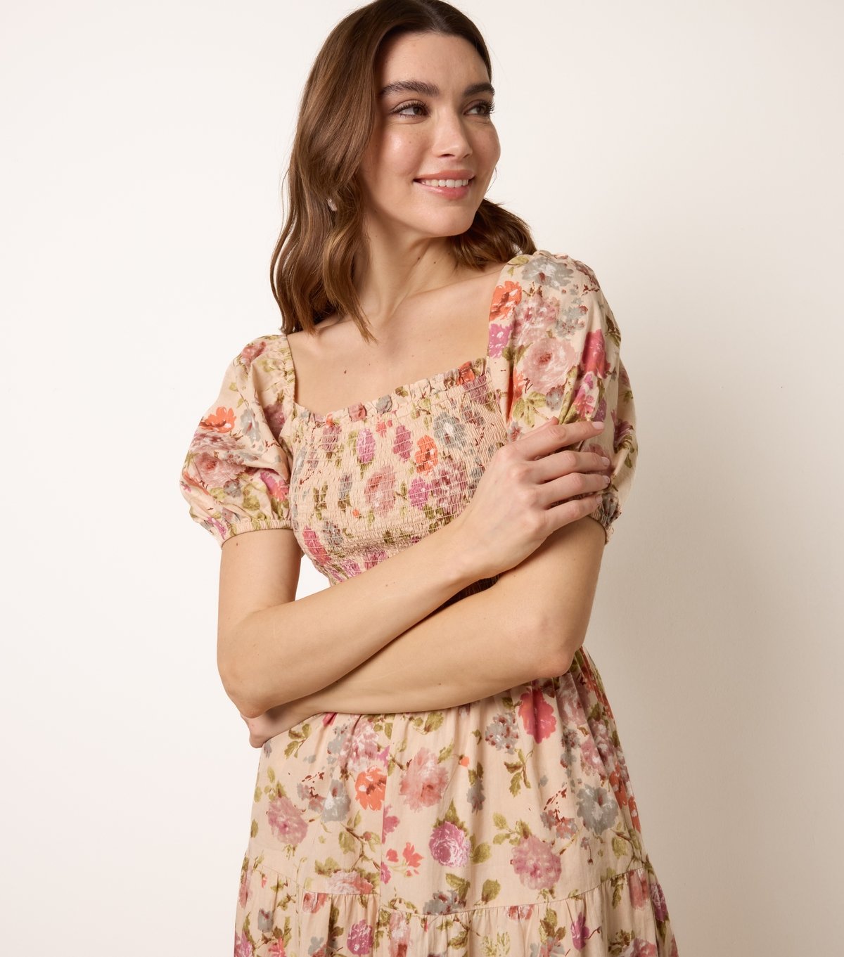 Blue Vanilla Women's Yellow Cotton Floral Tiered Midi Dress Blue Vanilla New Look - 2