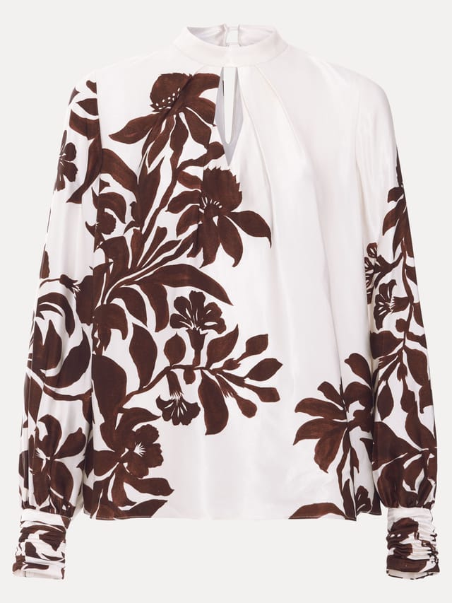 Phase Eight Phase Eight Women's Hattie Satin Printed Blouse in White - 2