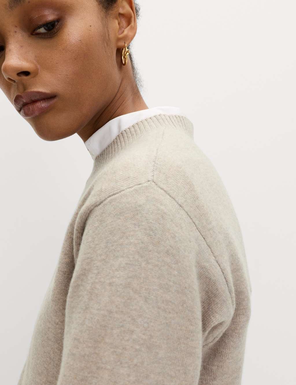 Marks & Spencer M&S Air-Yarn Crew Neck Jumper Light Beige - 2