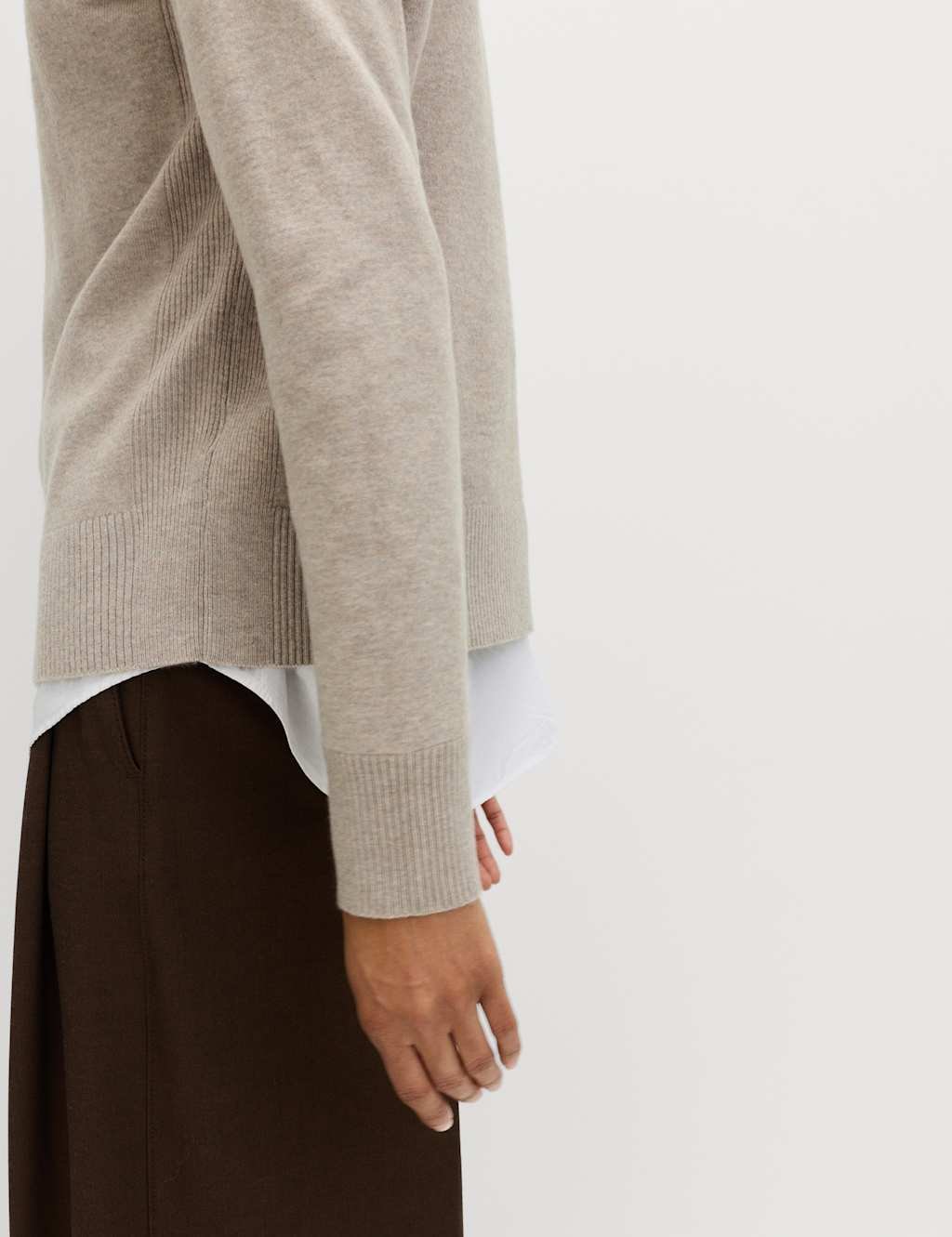 Marks & Spencer M&S Air-Yarn Crew Neck Jumper Light Beige - 3