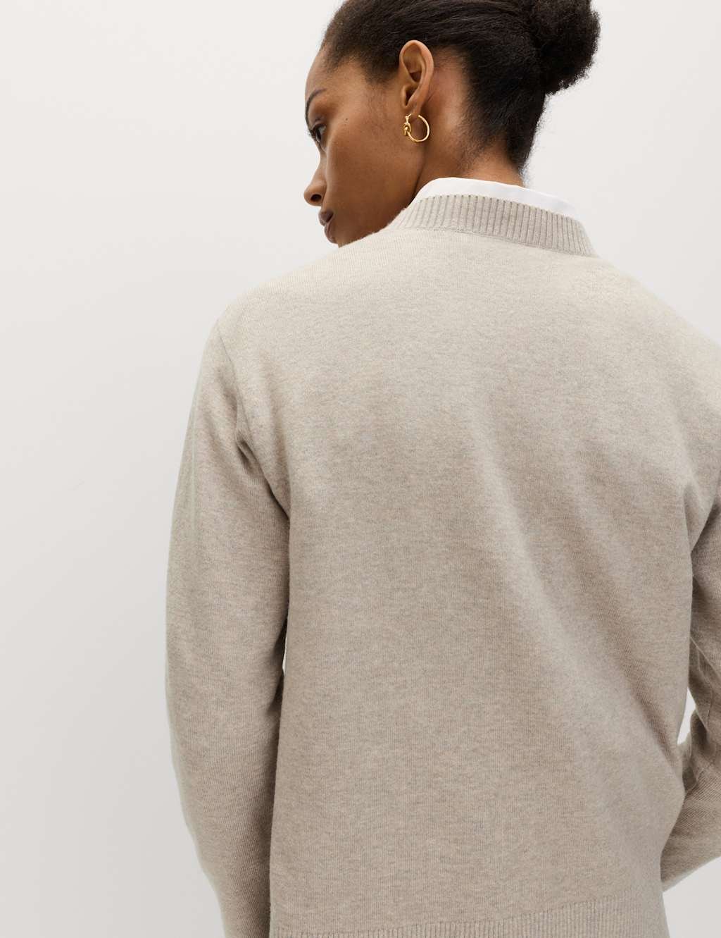 Marks & Spencer M&S Air-Yarn Crew Neck Jumper Light Beige - 4