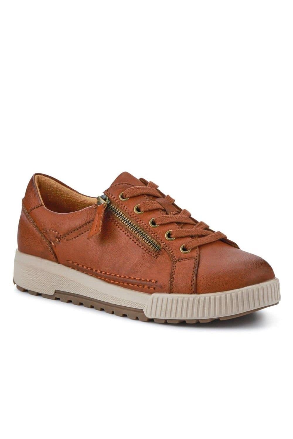 Pavers Pavers Women's Wide Fit Zip & Lace Trainers in Brown