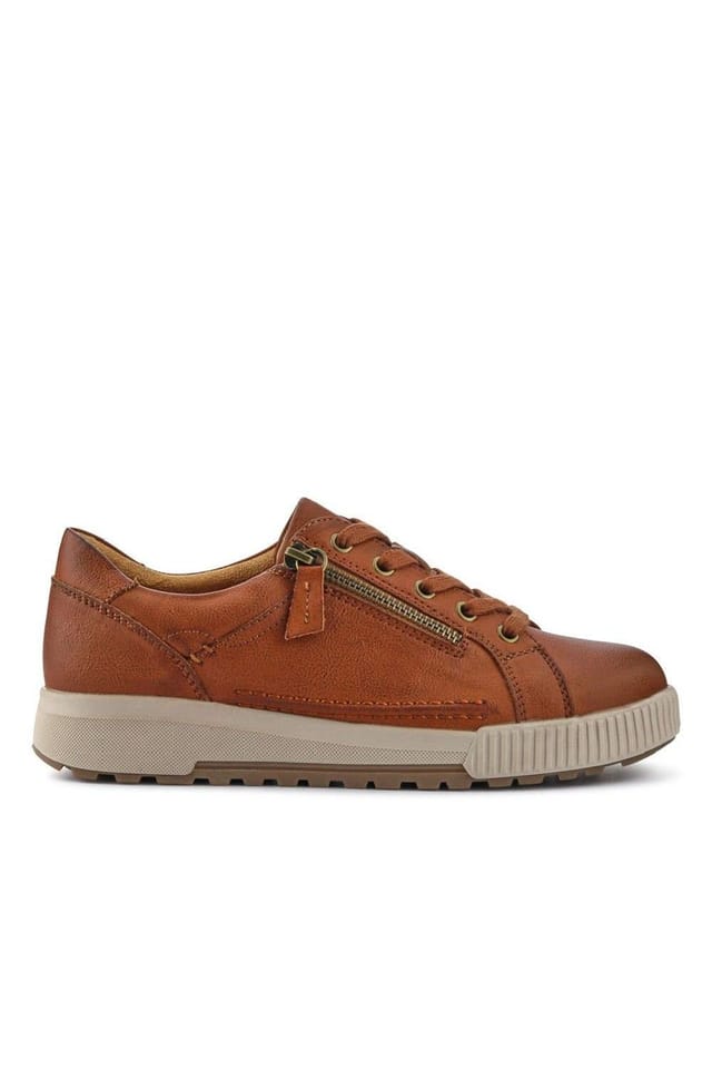 Pavers Pavers Women's Wide Fit Zip & Lace Trainers in Brown - 2