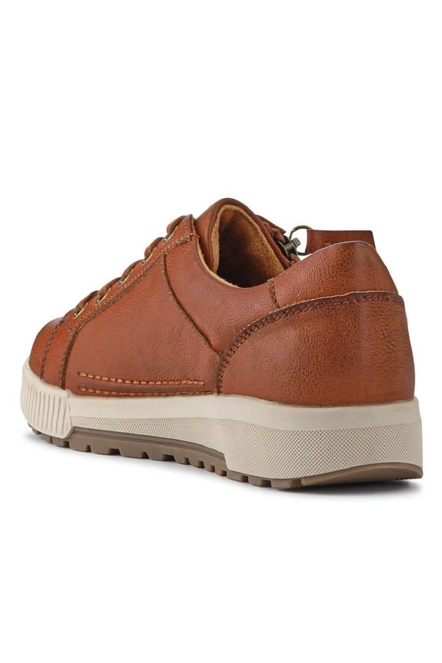 Pavers Pavers Women's Wide Fit Zip & Lace Trainers in Brown - 3